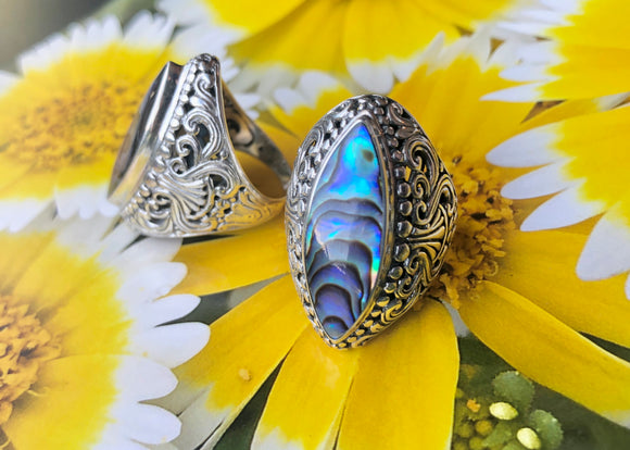 Abalone Marquise Filigree Ring