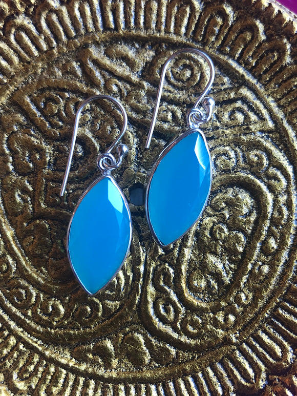 Blue Chalcedony Faceted Marquise Earrings