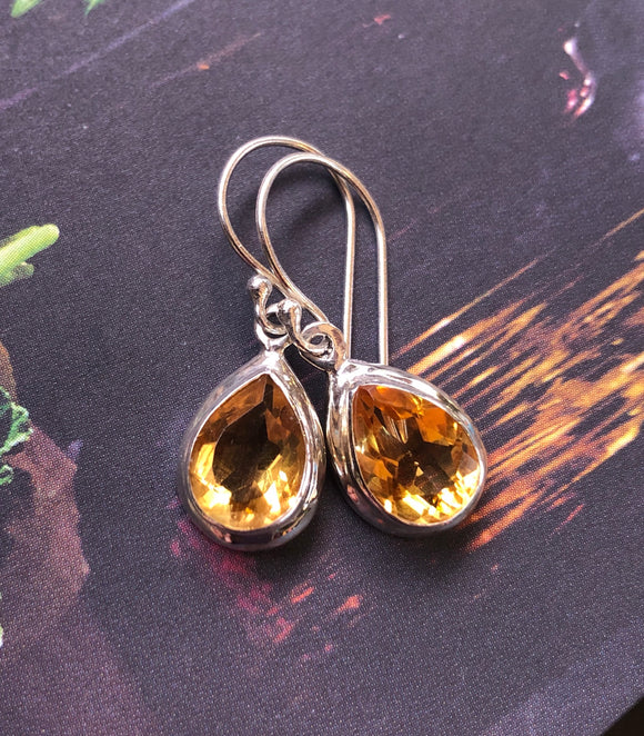 Citrine Faceted Sterling Silver Earrings