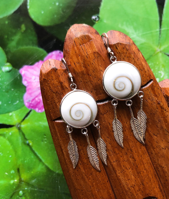 Shiva Eye Shell Dreamcatcher Earrings ~ Sterling Silver