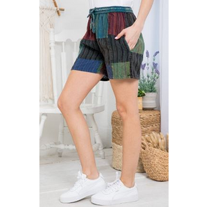 Patchworks Shorts With Drawstring And Side Pockets