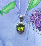 Peridot Faceted Filigree Sterling Silver Pendant