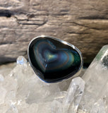 Rainbow Obsidian Heart Rings