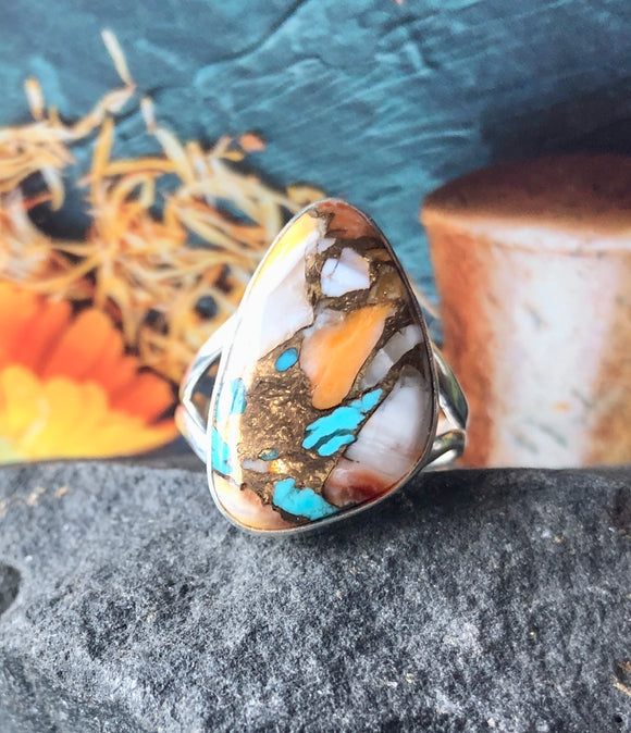 Spiny Oyster Turquoise Ring ~ Sterling Silver