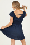 Blue Lace Mid-Length Dress