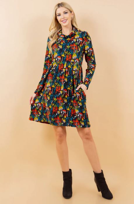 Mushroom Print Tunic Dress