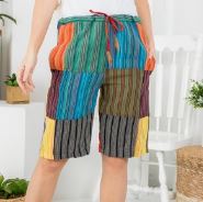 Unisex Patchwork Stripe Shorts