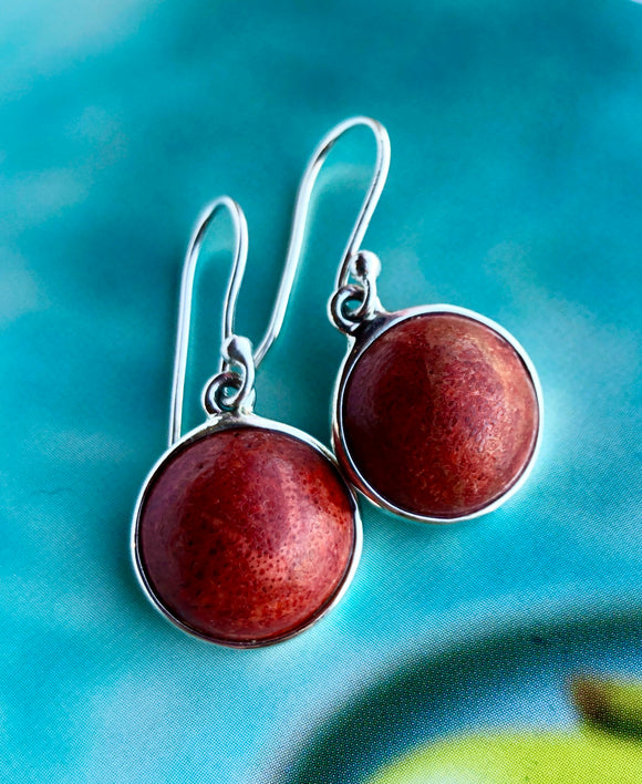 Natural Red Coral Earrings